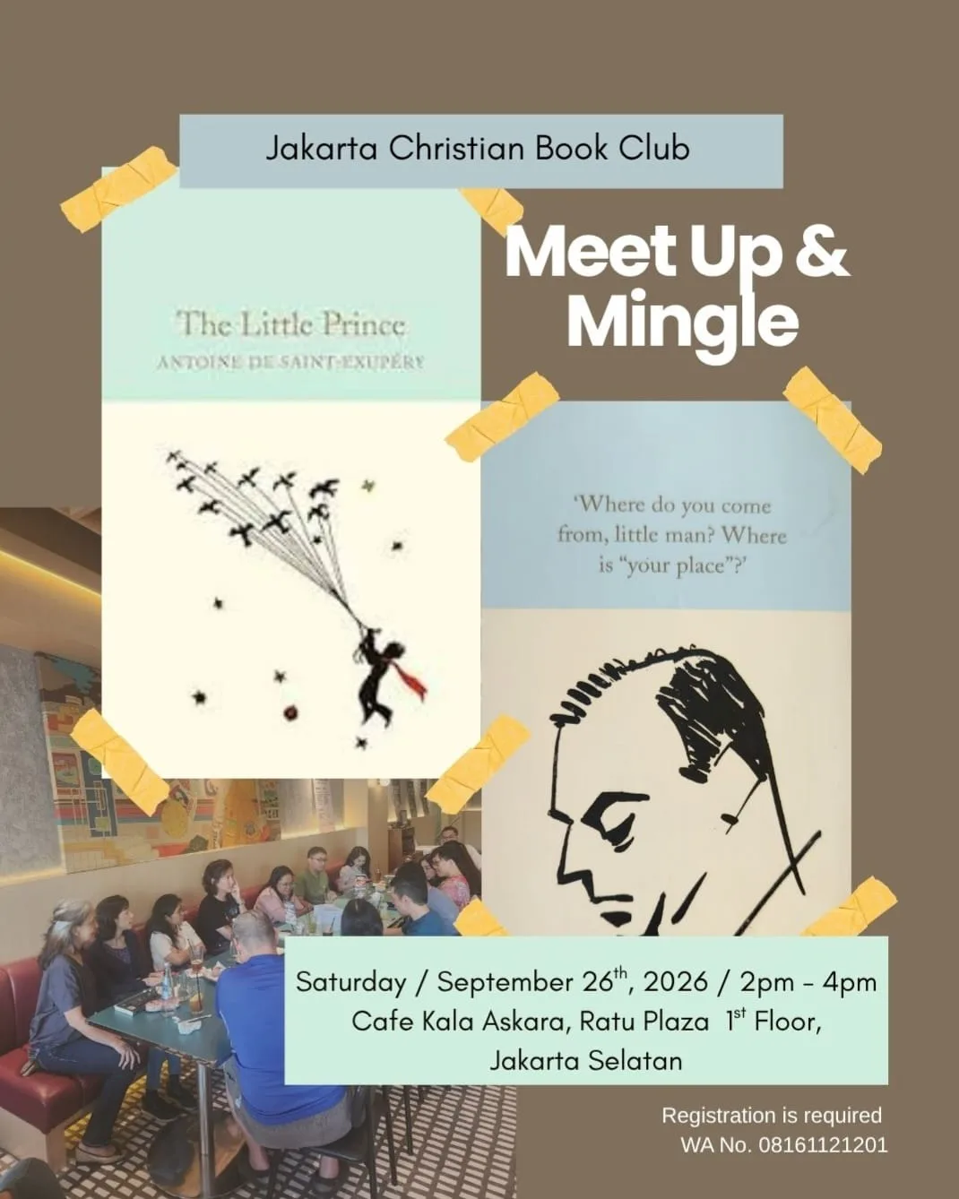 KEA’s Book Club, run in collaboration with Jakarta Christian Book Club (@happy.book.club). flier